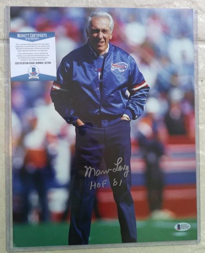 MARV LEVY BUFFALO BILLS COACH HOF 01 SIGNED AUTOGRAPH 11X14 PHOTO BECKETT D27010
