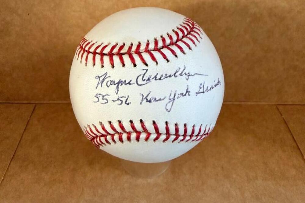 WAYNE TERWILLIGER 55-56 NEW YORK GIANTS SIGNED AUTO M.L. BASEBALL BECKETT AUTH
