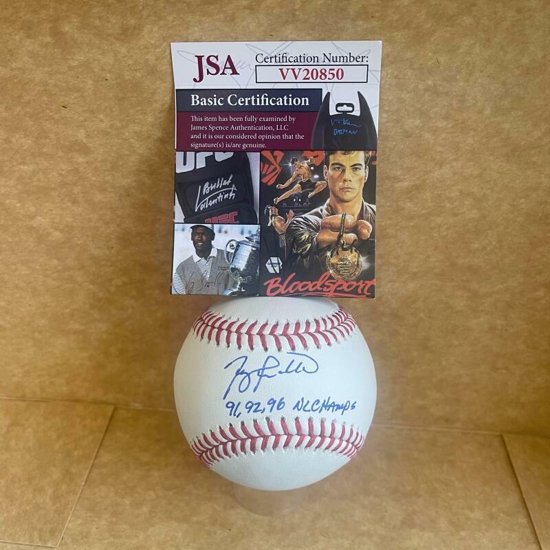 TERRY PENDLETON BRAVES 91,92, 96 NL CHAMPS SIGNED AUTOGRAPHED JSA VV20850