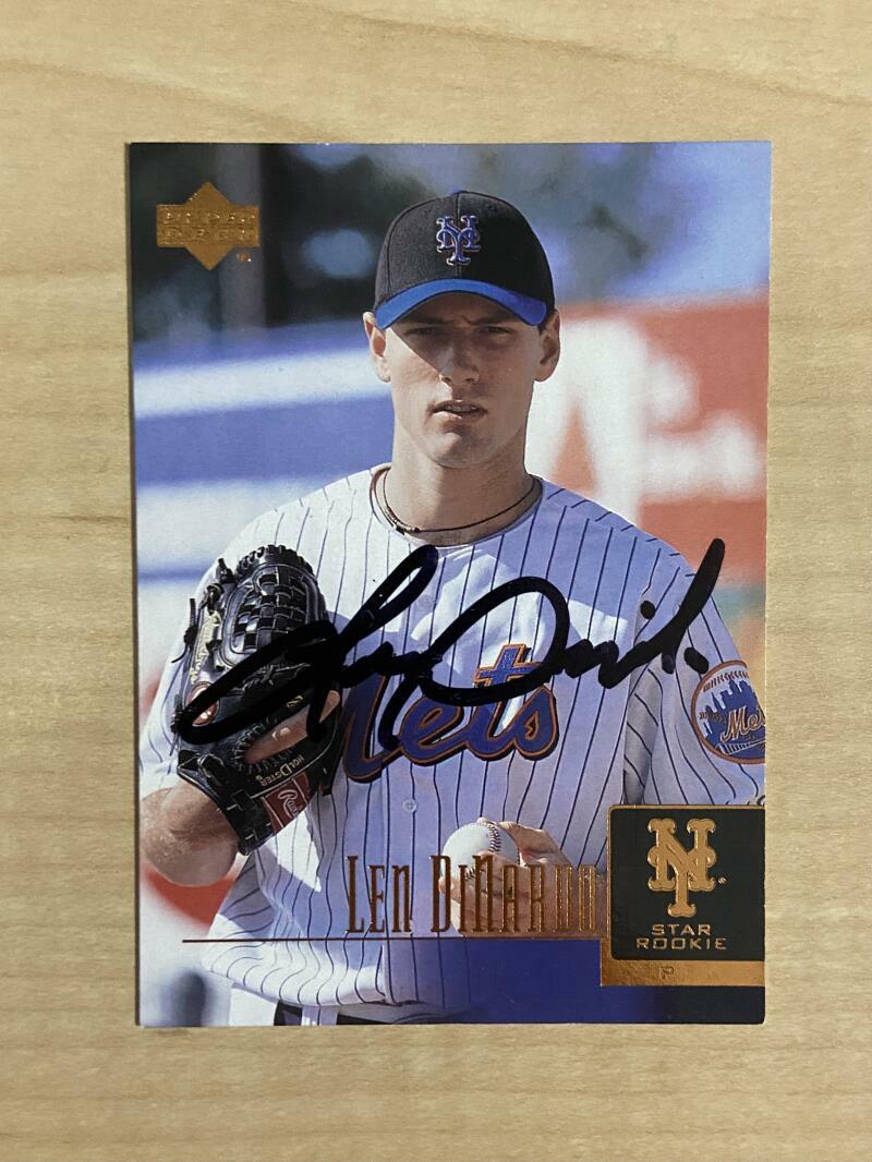 LEN DINARDO NEW YORK METS SIGNED AUTOGRAPHED 2001 UPPER DECK CARD #54 W/COA