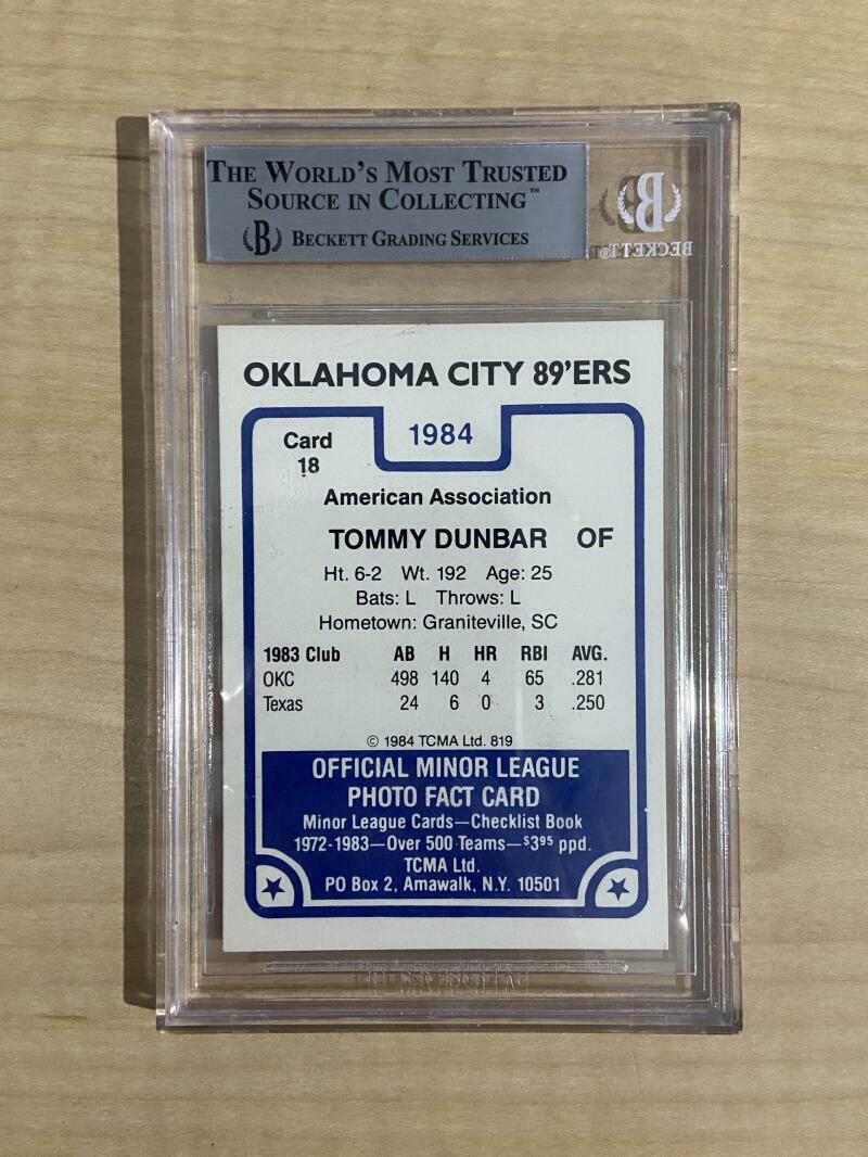 1984 OKLAHOMA CITY 89ERS TOMMY DUNBAR DECEASED SIGNED CARD BECKETT AUTHENTIC #18
