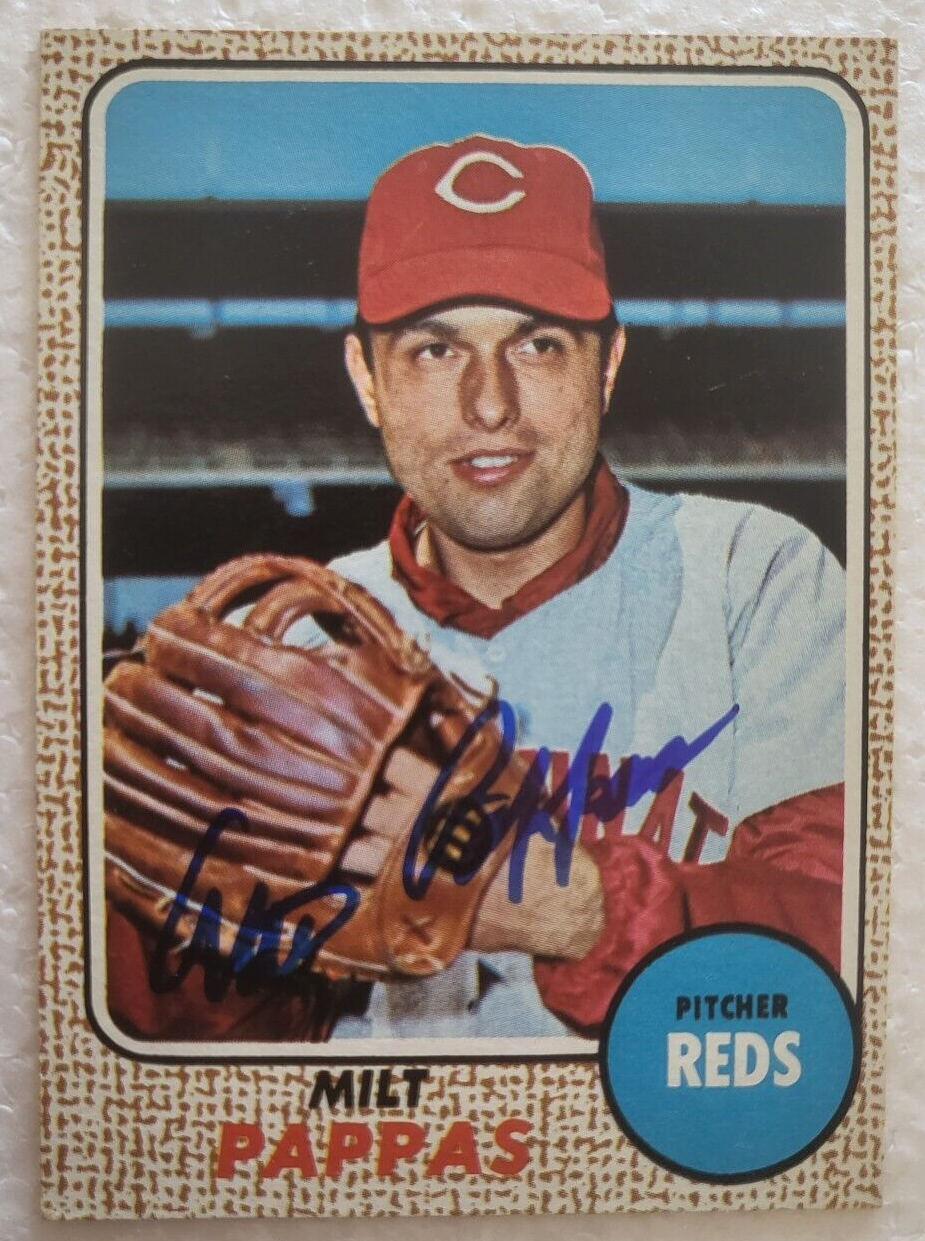 1968 TOPPS MILT PAPPAS CINCINNATI REDS SIGNED AUTOGRAPHED AUTO CARD #74 W/COA