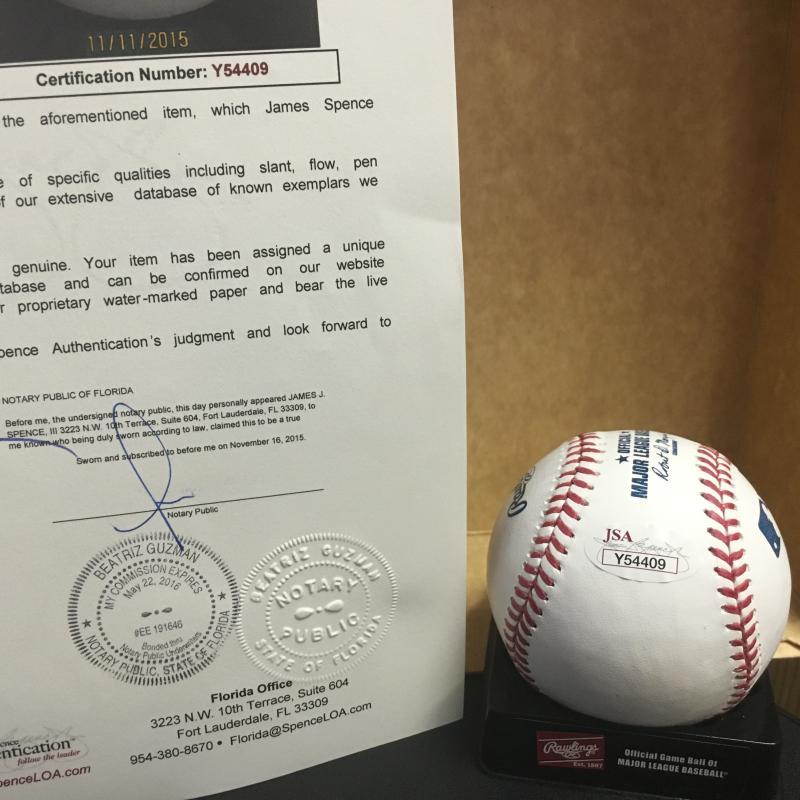 MASAHIRO TANAKA NEW YORK YANKEES JSA LOA M.L. SIGNED BASEBALL JSA LOA Y54409