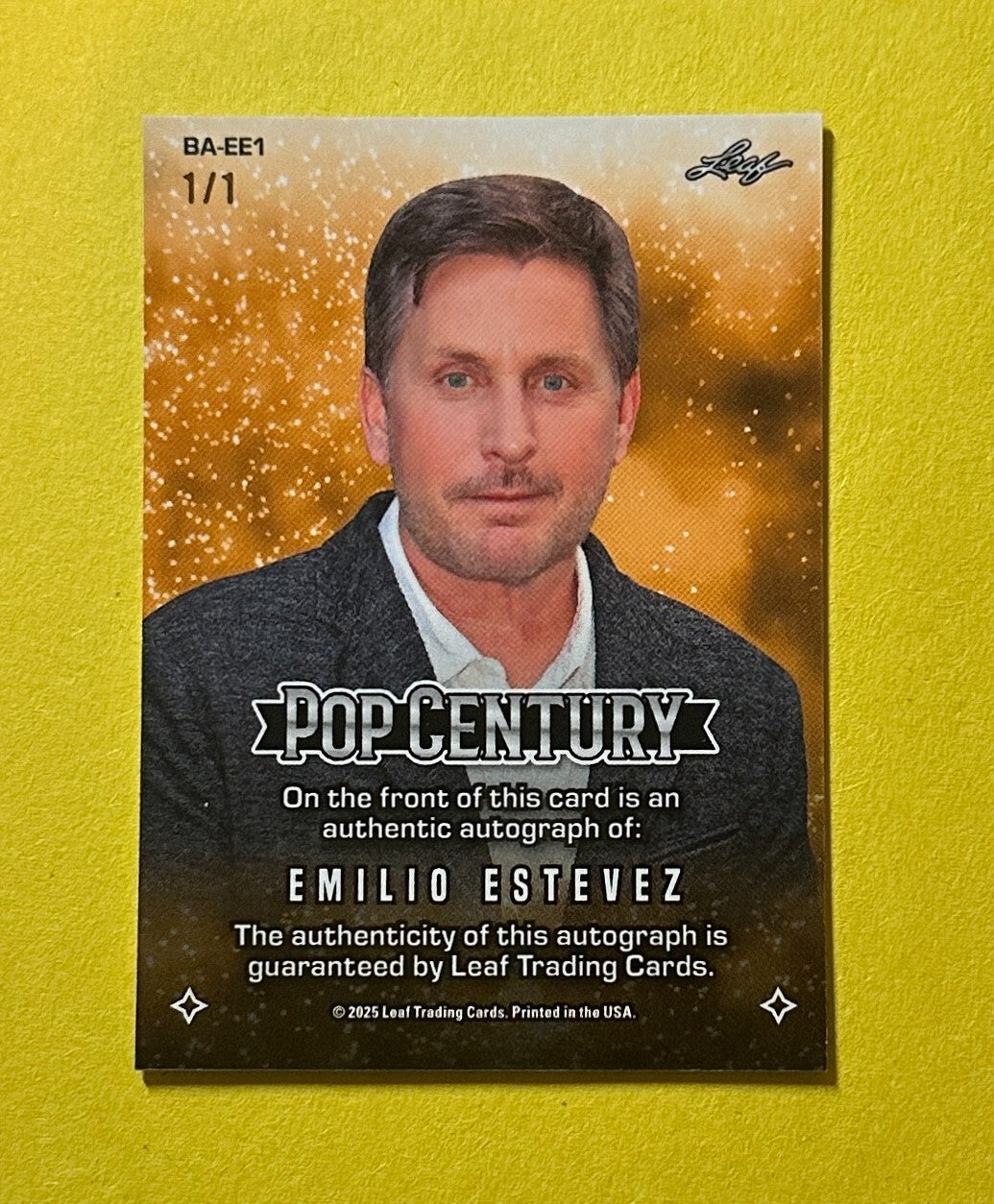 2025 LEAF POP CENTURY EMILIO ESTEVEZ 1/1 AUTOGRAPH #BA-EE1