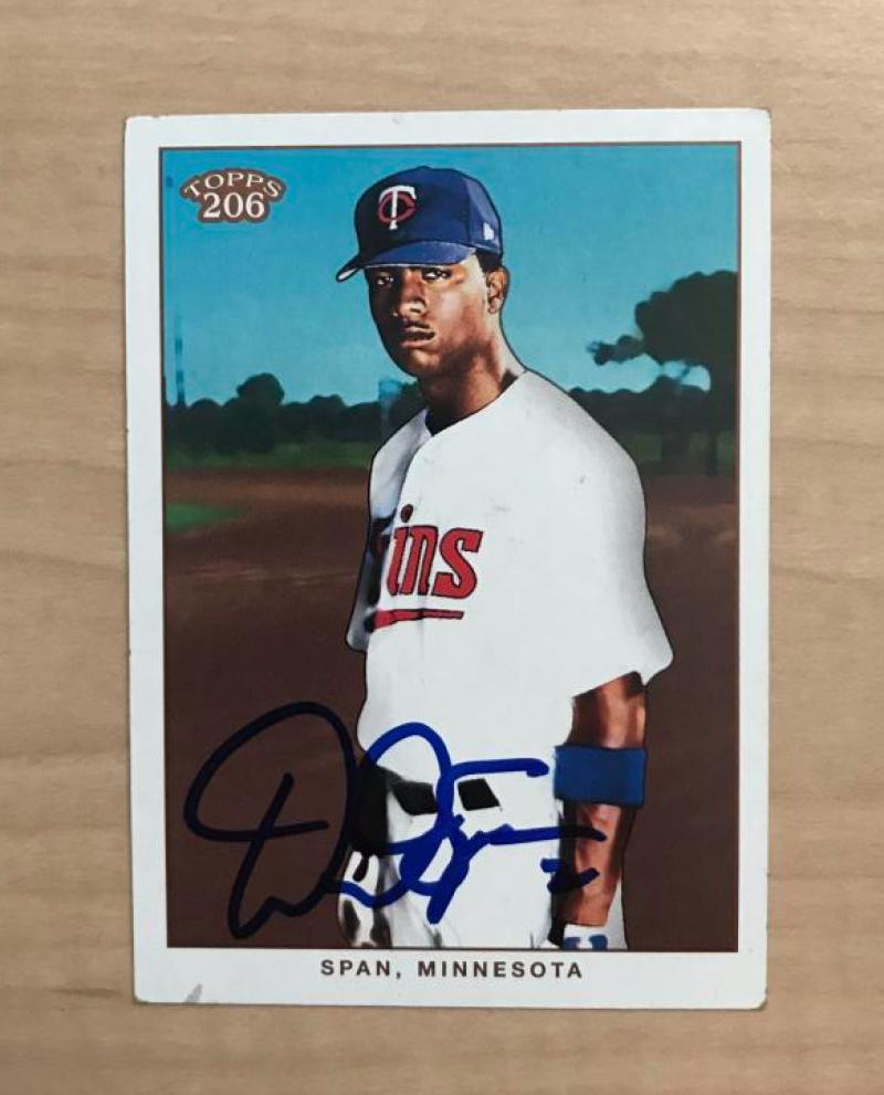 DENARD SPAN MINNESOTA TWINS SIGNED AUTOGRAPHED 2003 TOPPS CARD #421 W/COA