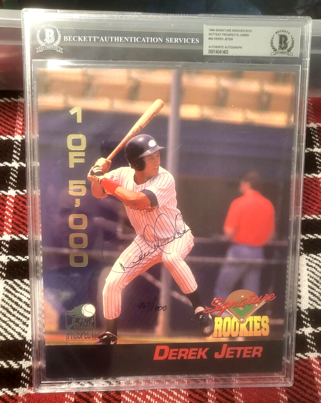 1994 SIGNATURES ROOKIES HOTTEST PROSPECTS JUMBO 8X10 DEREK JETER SIGNED BECKETT