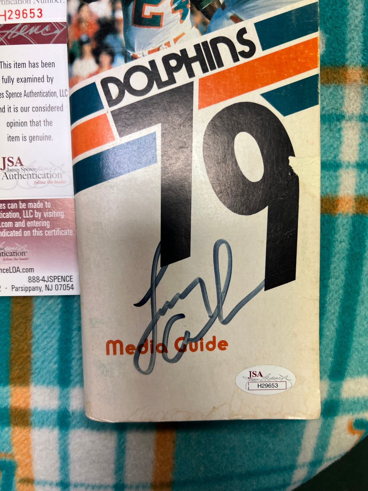 LARRY CZONKA MIAMI DOLPHINS SIGNED AUTOGRAPHED 79 MEDIA GUIDE JSA COA