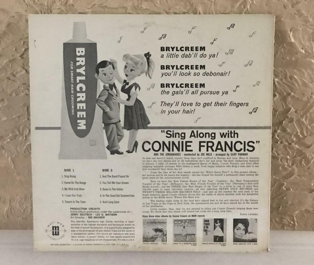 CONNIE FRANCIS "SING ALONG WITH CONNIE FRANCIS" SIGNED VINYL RECORD W/ COA