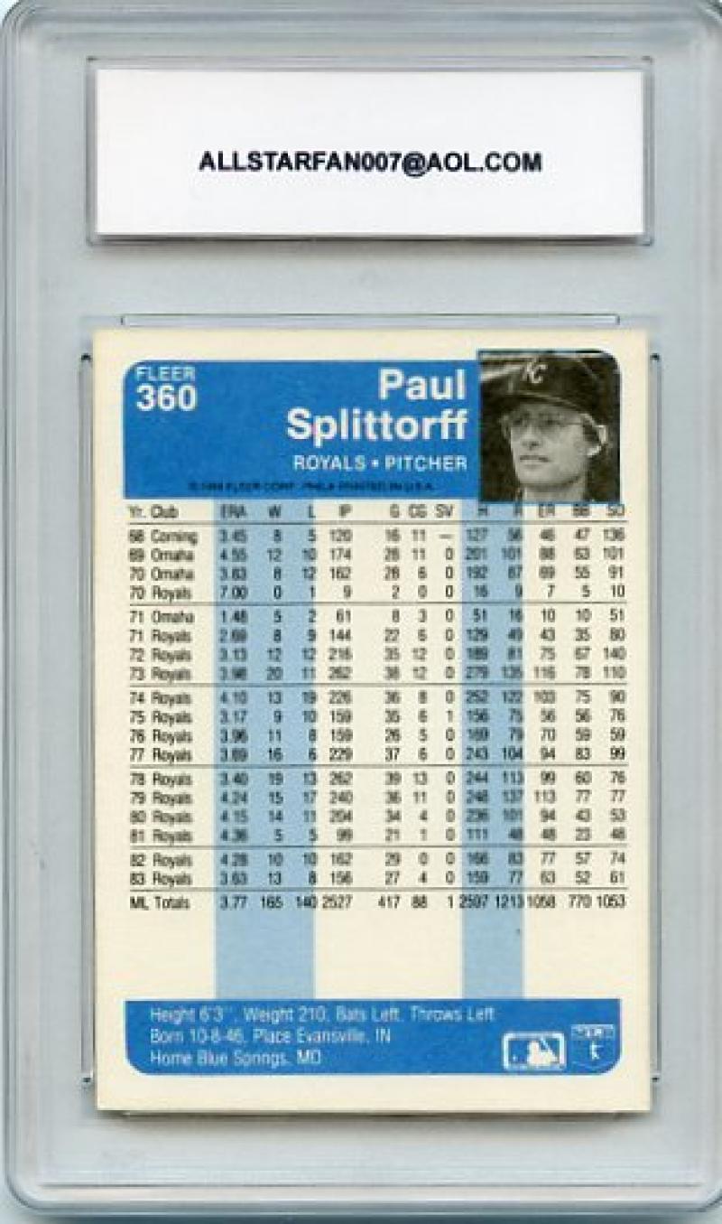 PAUL SPLITTORFF 1984 FLEER #360 ALL STAR CARDS AUTHENTIC ROYALS W/ COA