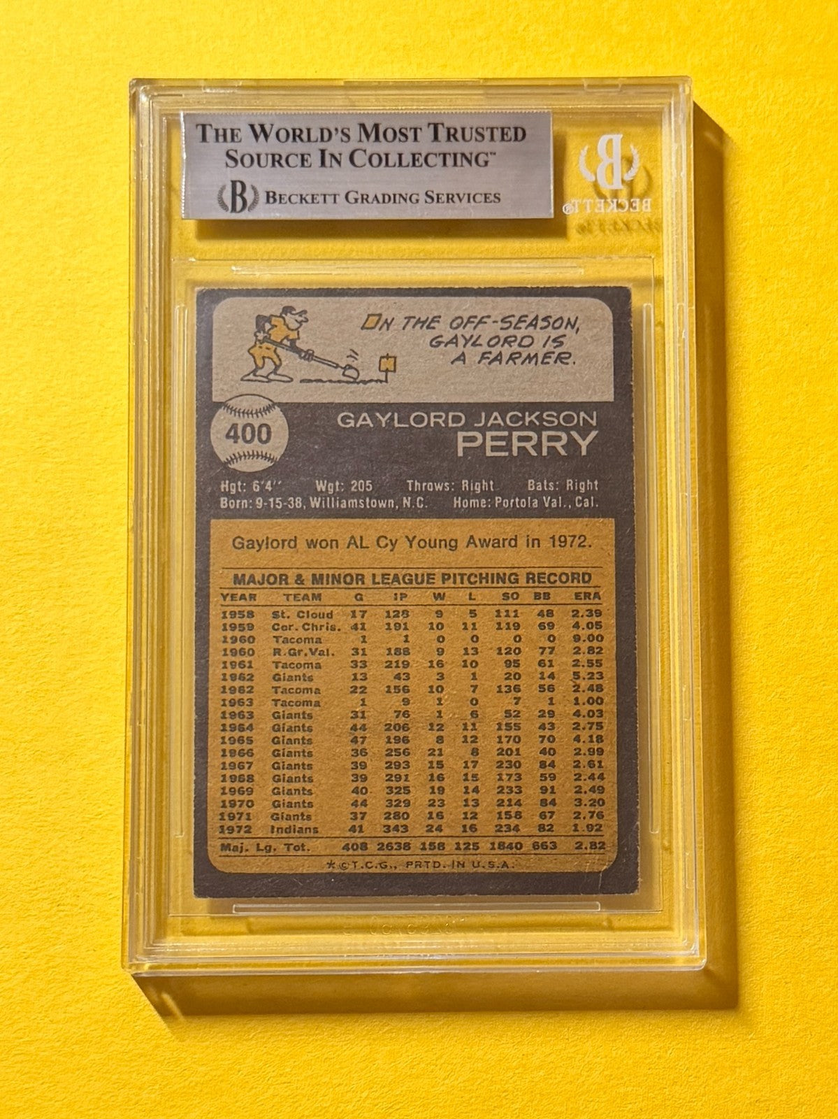 1973 TOPPS GAYLORD PERRY #400 SIGNED AUTO CARD BECKETT AUTHENTIC CLEVELAND