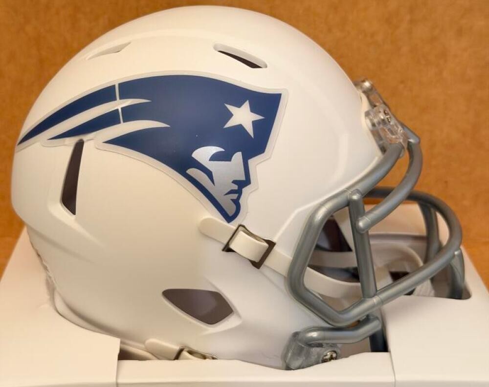 NEW ENGLAND PATRIOTS UNSIGNED RIVALRY MINI HELMET WITH COA