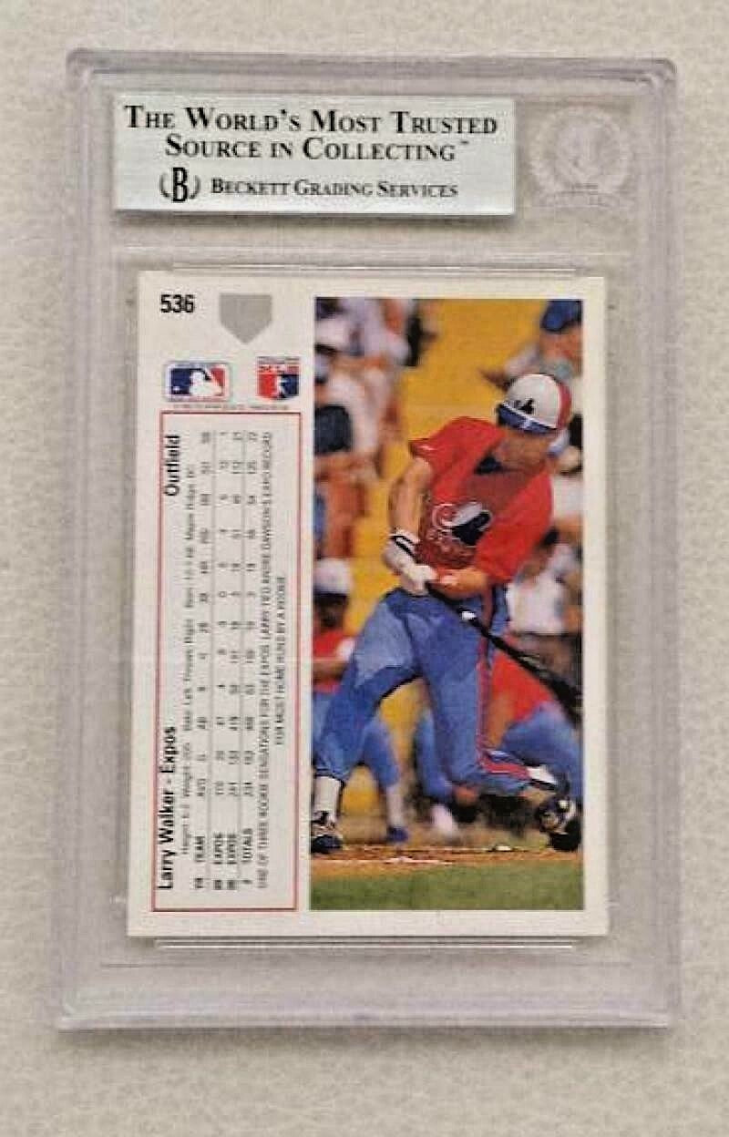 1991 UPPER DECK LARRY WALKER  #536 EXPOS SIGNED CARD BECKETT AUTHENTIC AUTOGRAPH