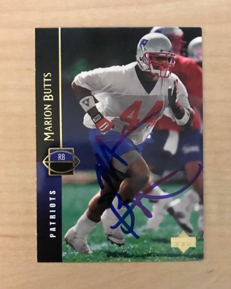 MARION BUTTS NEW ENGLAND PATRIOTS SIGNED 1994 UPPER DECK CARD #56 W/COA
