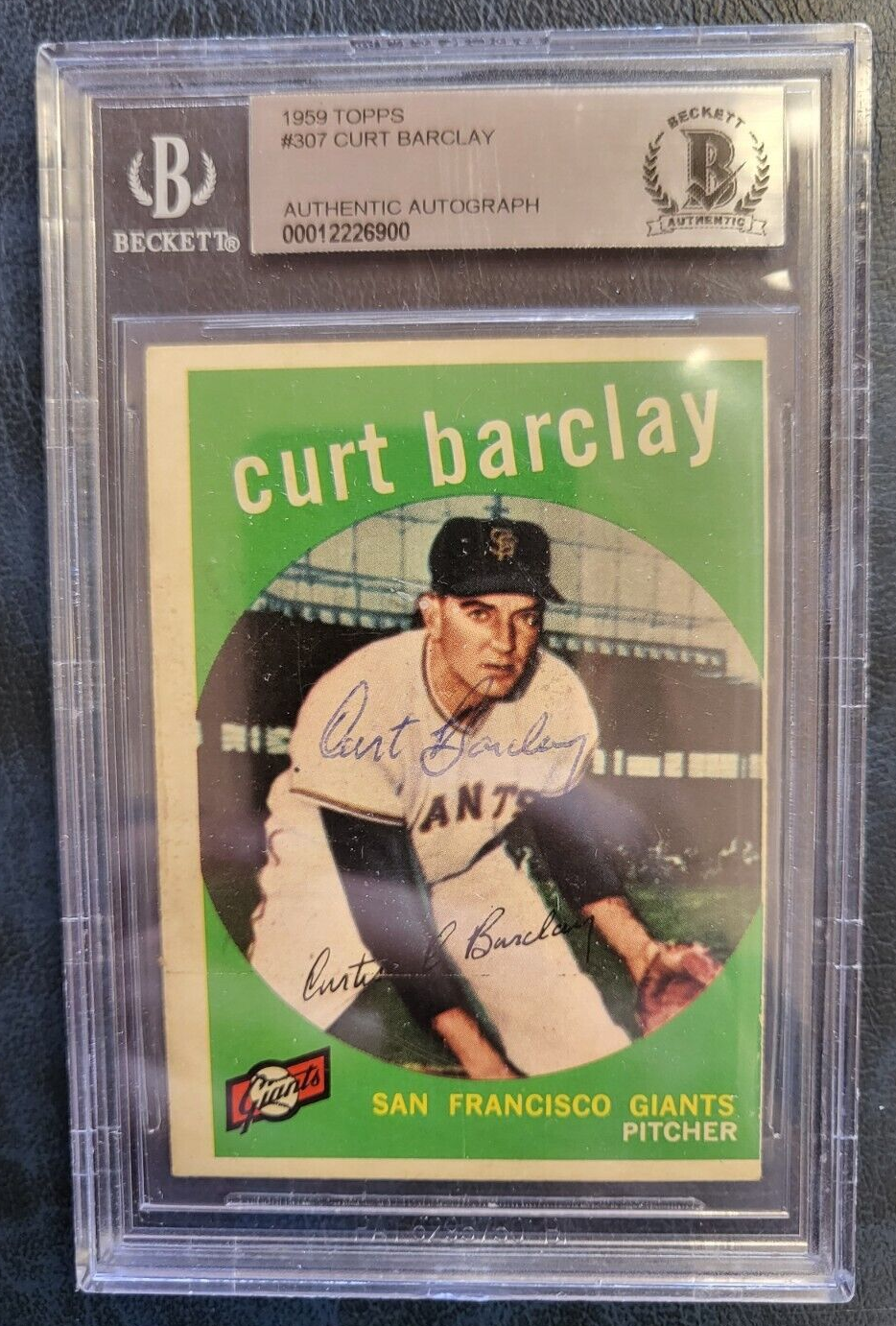 1959 TOPPS CURT BARCLAY SF GIANTS SIGNED AUTO #307 BASEBALL CARD BECKETT AUTH
