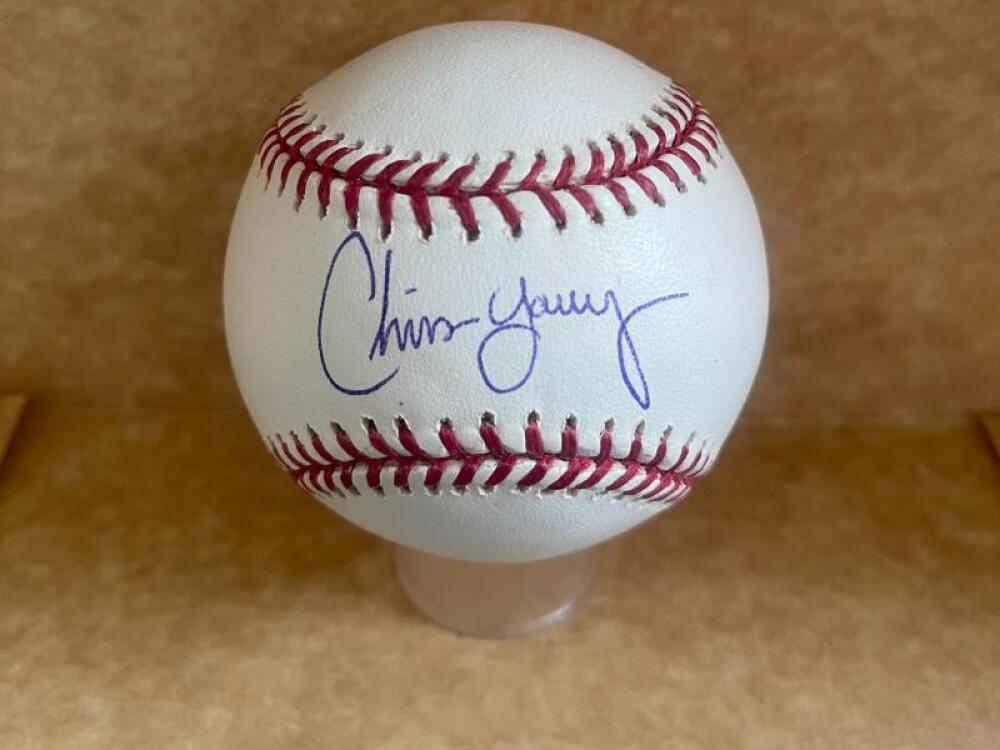 CHRIS YOUNG METS/RANGERS SIGNED AUTOGRAPHED M.L. BASEBALL BECKETT AUTH