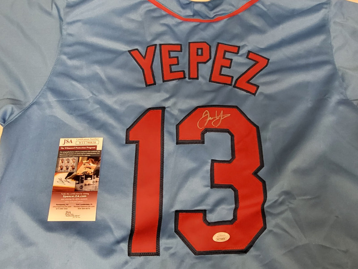 JUAN YEPEZ #13 ST. LOUIS CARDINALS SIGNED AUTOGRAPHED CUSTOM JERSEY XL JSA