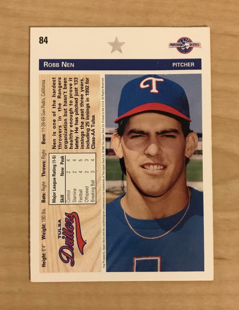 ROBIN NEN TULSA DRILLERS SIGNED AUTOGRAPHED 1992 UPPER DECK CARD #84 W/COA 