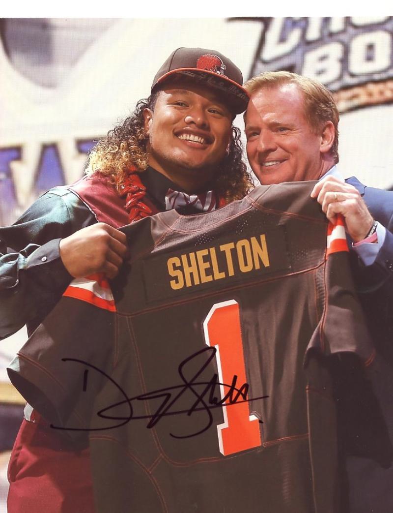 DANNY SHELTON CLEVELAND BROWNS DRAFT DAY SIGNED AUTOGRAPHED 8X10 PHOTO W/COA 