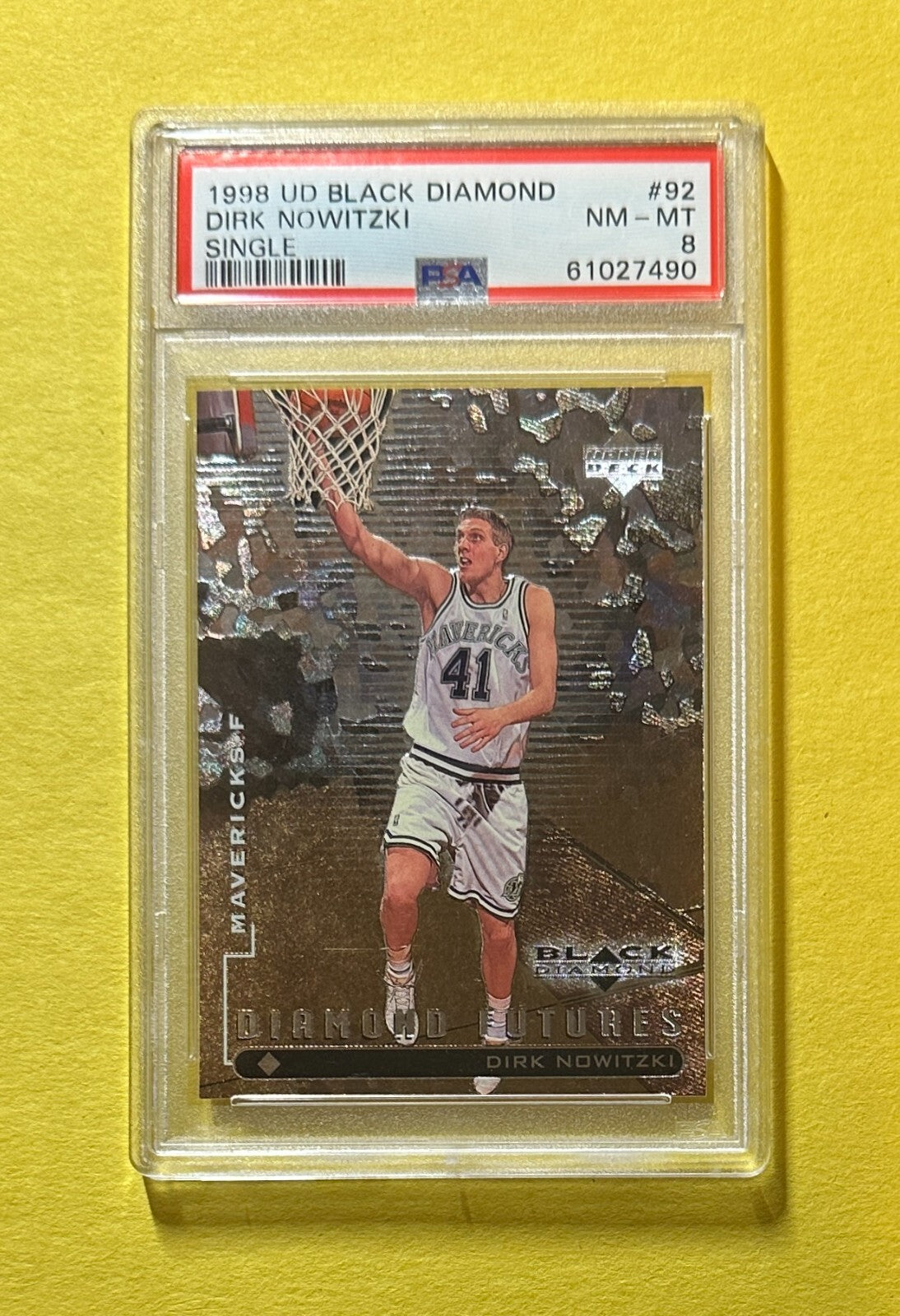 1998 UPPER DECK BLACK DIAMOND DIRK NOWITZKI #92 PSA NM-MT 8 MAVERICKS