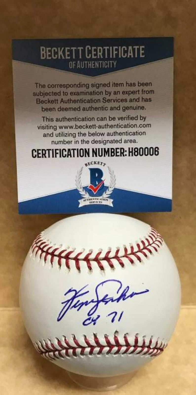 FERGIE JENKINS CHICAGO CUBS CY 71 SIGNED AUTOGRAPHED BASEBALL BECKETT H80006