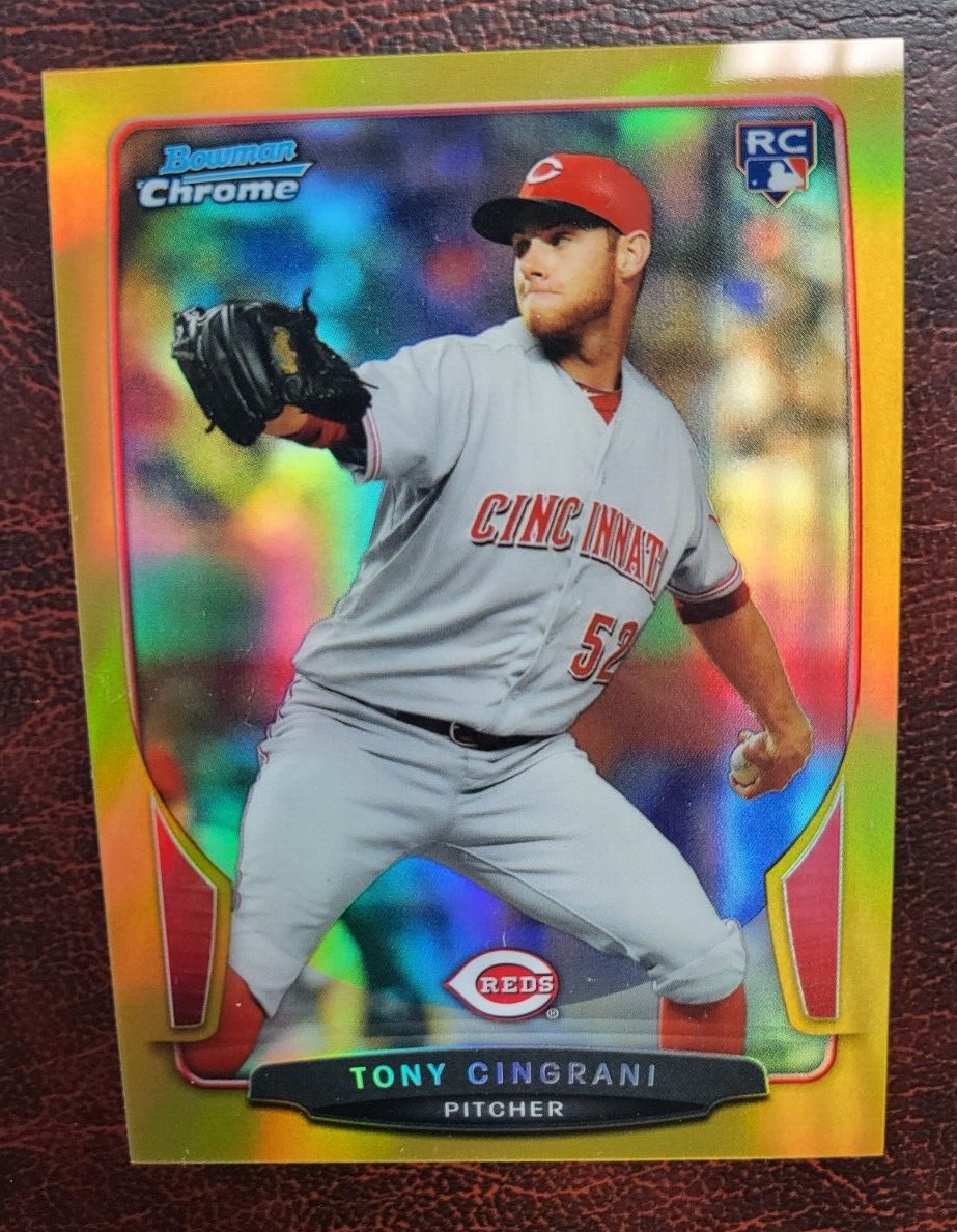 2013 BOWMAN CHROME TONY CINGRANI REDS GOLD REFRACTOR ROOKIE RC CARD #189