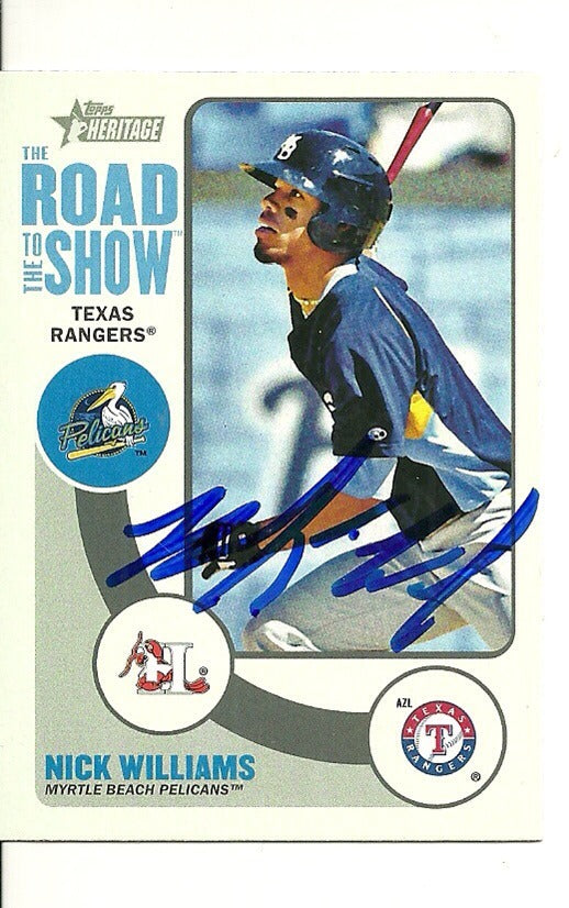 NICK WILLIAMS TEXAS RANGERS SIGNED AUTO 2014 TOPPS HERITAGE CARD #RTTS-NW W/COA