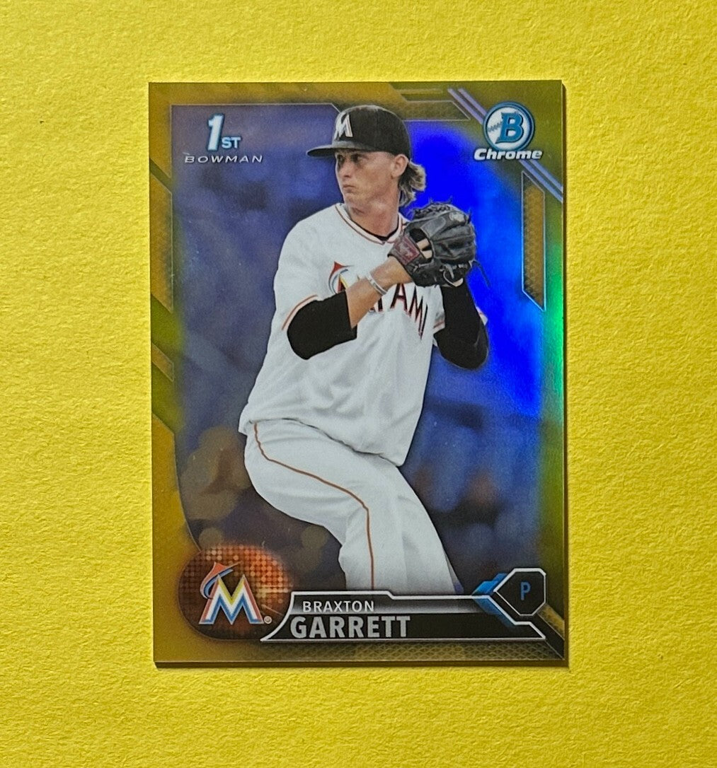 2016 BOWMAN DRAFT BRAXTON GARRETT GOLD REFRACTOR 1ST BOWMAN /50 #BDC-10 MARLINS
