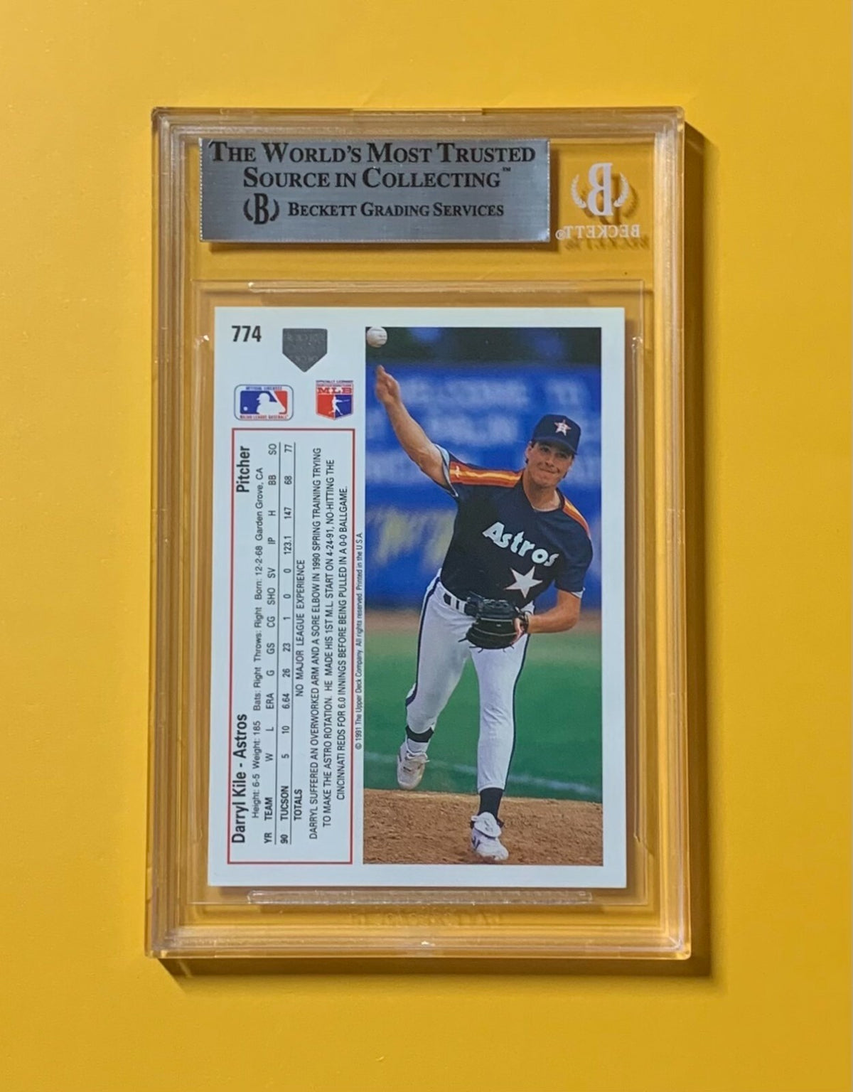 1991 UPPER DECK DARRYL KILE AUTHENTIC AUTO BECKETT CERTIFIED ASTROS