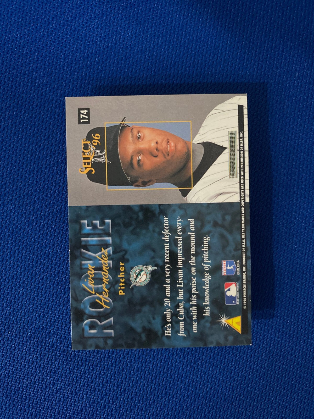 1996 SELECT LIVAN HERNANDEZ FLORIDA MARLINS AUTOGRAPH RC SIGNED CARD #174 COA