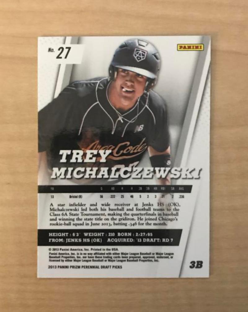 TREY MICHALCZEWSKI BRISTOL PIRATES SIGNED 2014 PANINI DRAFT PICKS CARD #27 W/COA