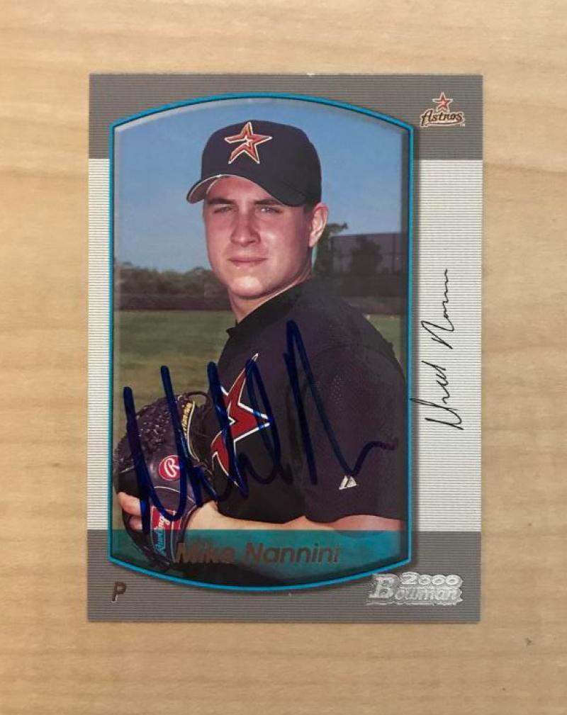 MIKE NANNINI HOUSTON ASTROS SIGNED AUTOGRAPHED 2000 BOWMAN CARD #418 W/COA 