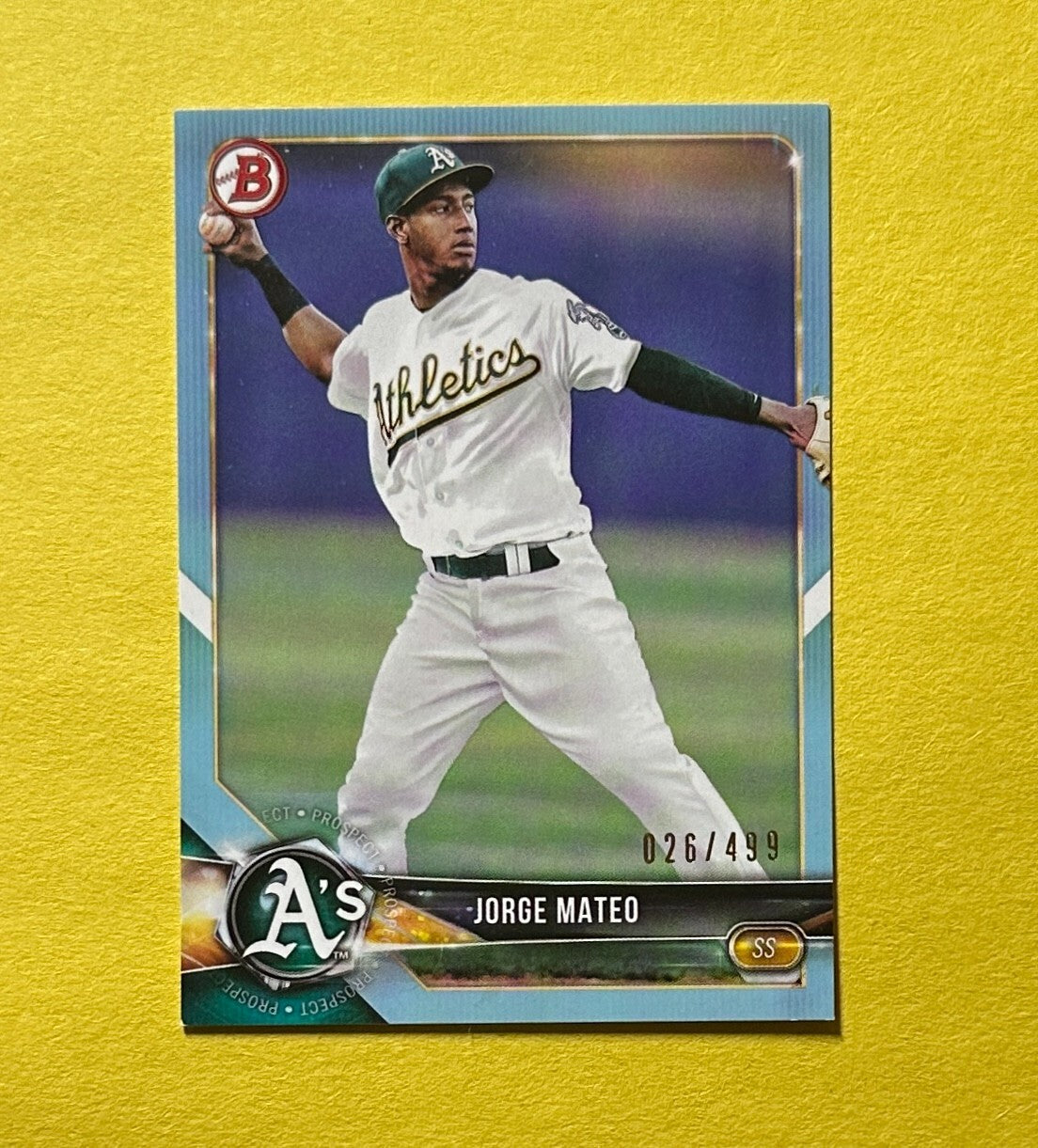2018 BOWMAN JORGE MATEO AQUA /499 #BP95 ATHLETICS