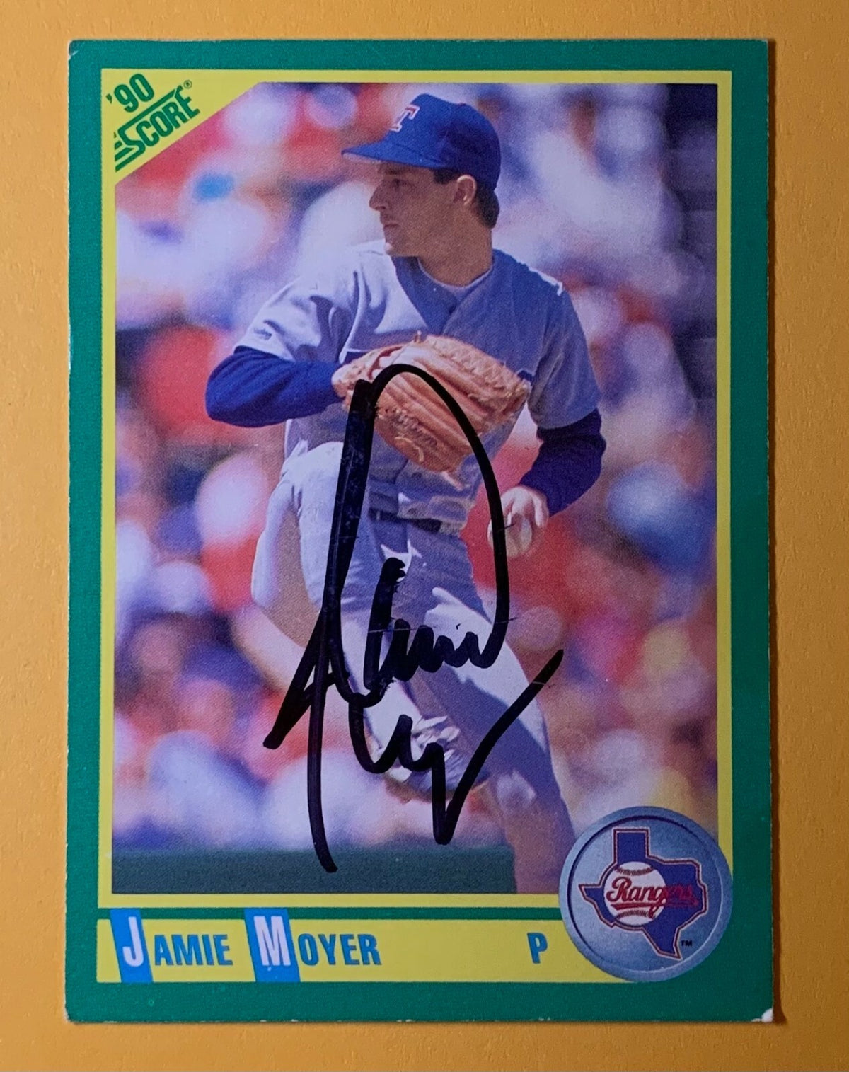 1990 SCORE JAMIE MOYER RANGERS #107 SIGNED AUTOGRAPHED CARD W/ COA