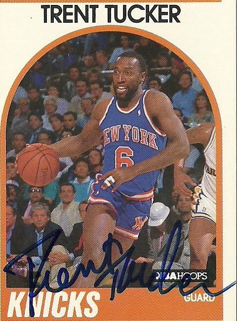 TRENT TUCKER NEW YORK KNICKS SIGNED AUTOGRAPHED 1989 NBA HOOPS CARD #87 W/COA