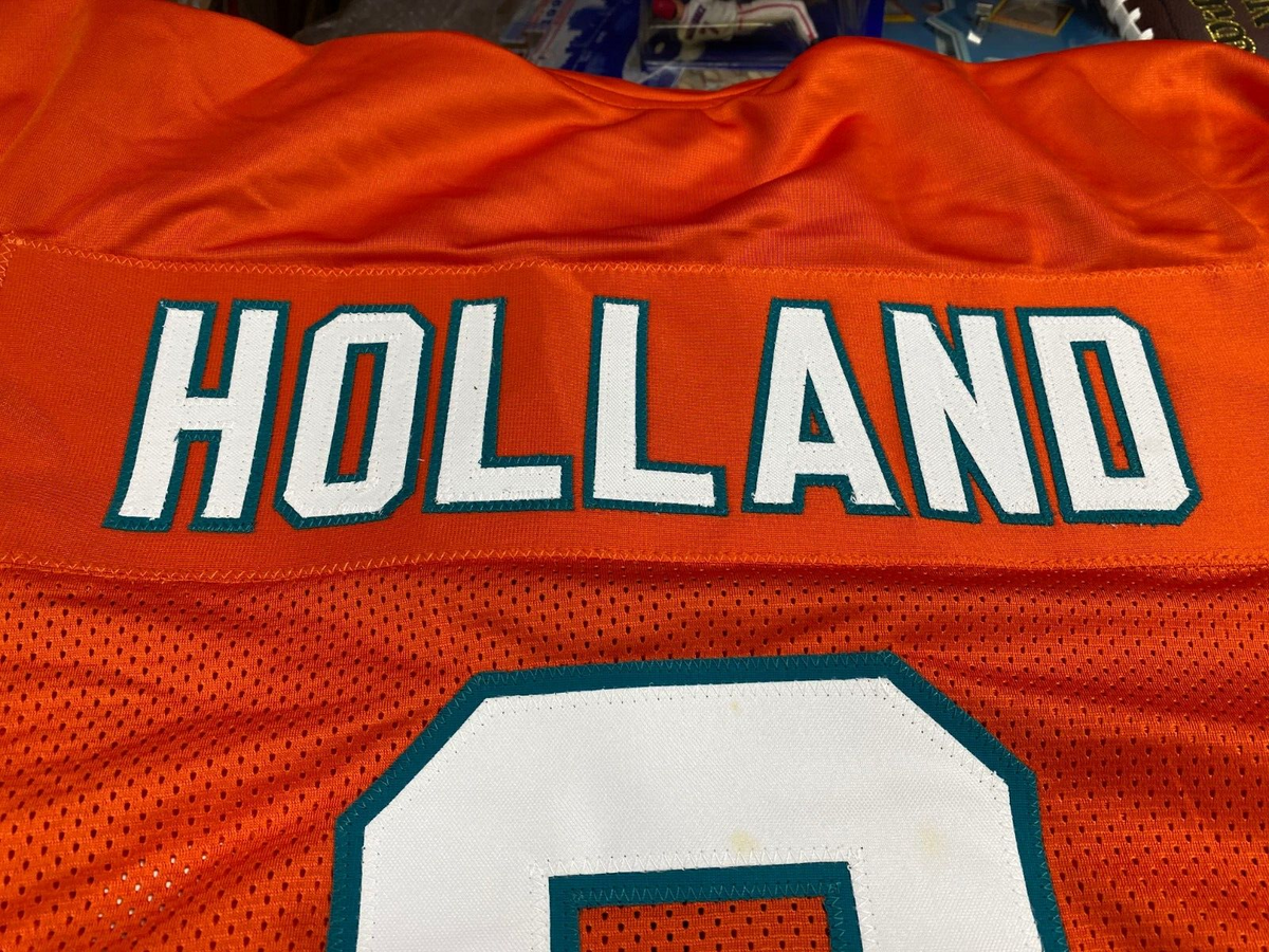 JEVON HOLLAND #8 DOLPHINS SIGNED AUTOGRAPHED ORANGE CUSTOM JERSEY SIZE XL JSA *