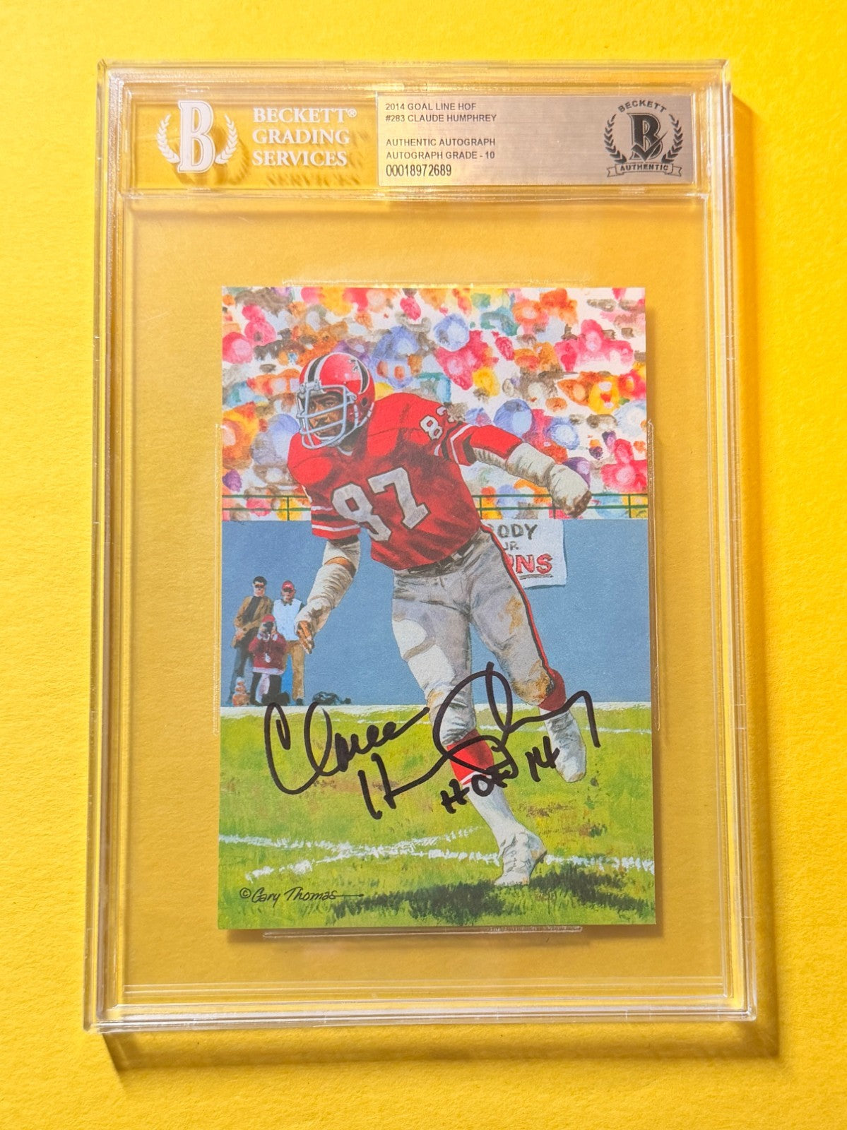 2014 GOAL LINE HOF CLAUDE HUMPHREY #283 SIGNED ART BECKETT AUTHENTIC 10 "HOF 14"