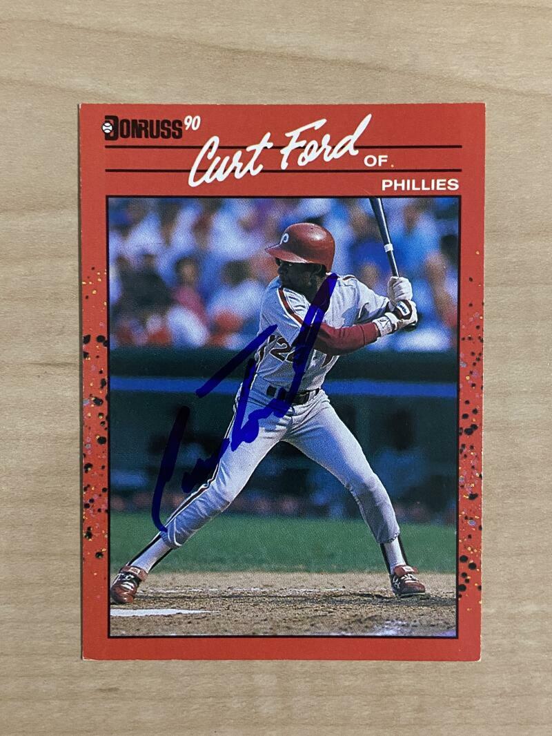 CURT FORD PHILADELPHIA PHILLIES SIGNED AUTOGRAPHED 1990 DONRUSS CARD #694 W/COA