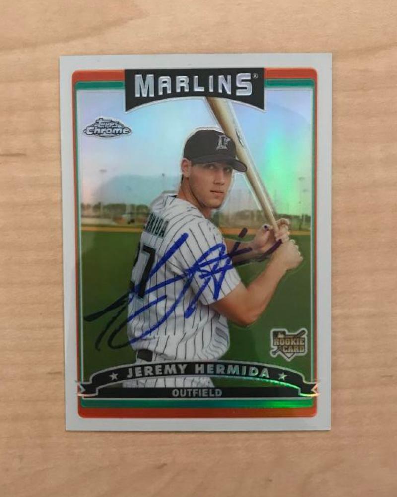 JEREMY HERMIDA FLORIDA MARLINS SIGNED 2006 TOPPS CHROME CARD #308 W/COA