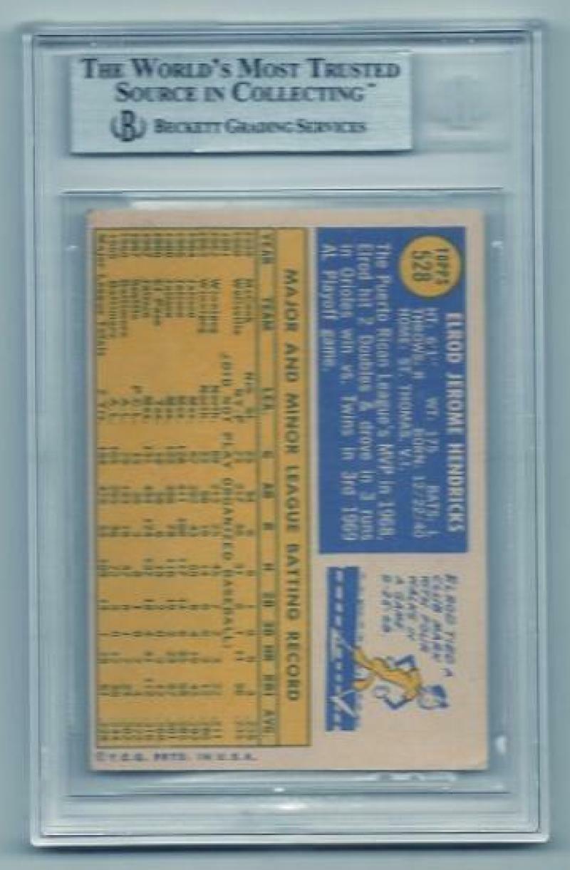 1970 TOPPS ELROD HENDRICKS ORIOLES VINTAGE SIGNED CARD BECKETT AUTHENTIC AUTO