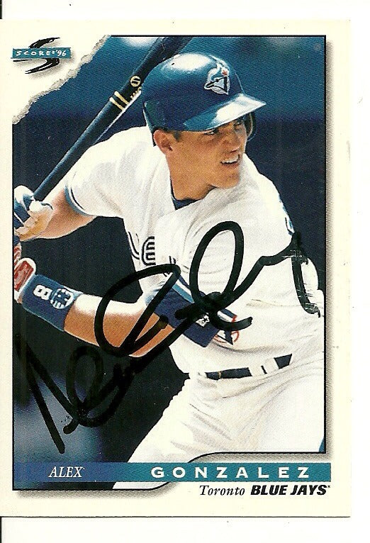 ALEX GONZALEZ TORONTO BLUE JAYS SIGNED AUTO 1996 SCORE CARD #156 W/COA