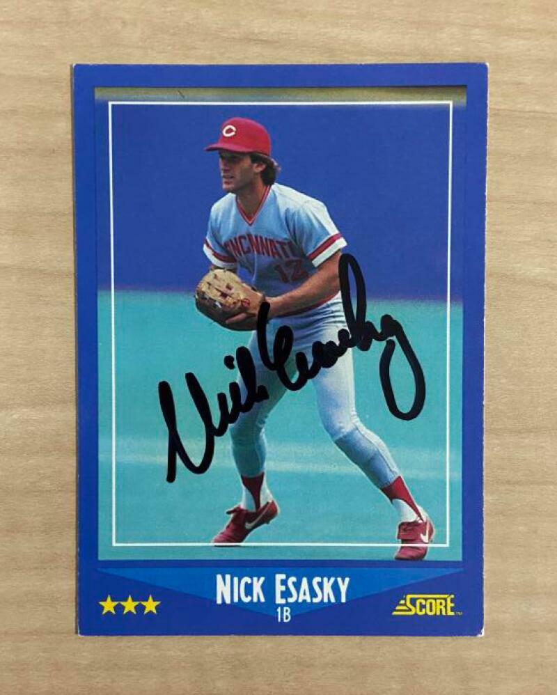 NICK ESASKY CINCINNATI REDS SIGNED AUTOGRAPHED 1988 SCORE CARD #163 W/COA