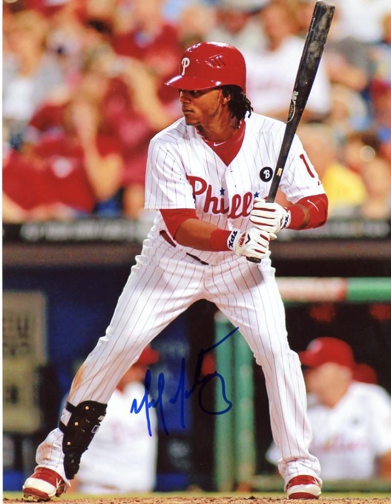 MICHAEL MARTINEZ PHILADELPHIA PHILLIES SIGNED AUTOGRAPHED AT BAT  8X10 PHOTO W/C