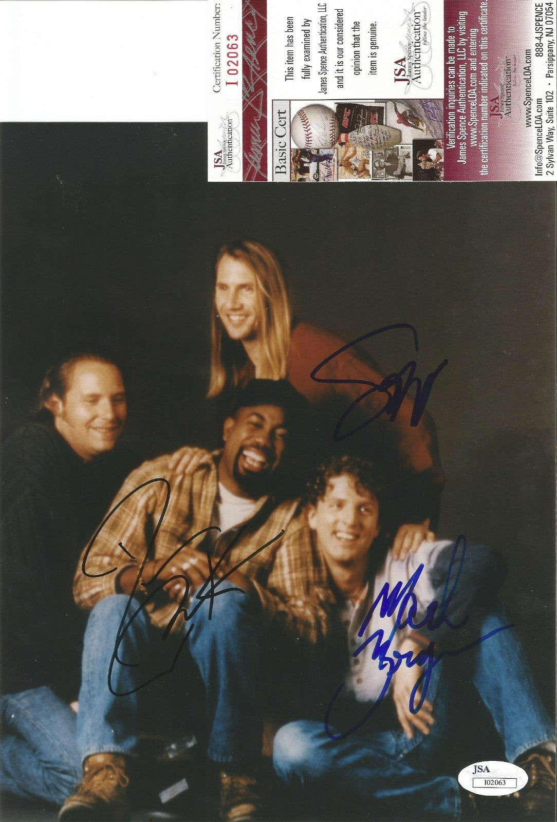 HOOTIE & THE BLOWFISH DARIUS RUCKER MARK BRYAN JIM SONEFELD SIGNED 8X10 JSA COA