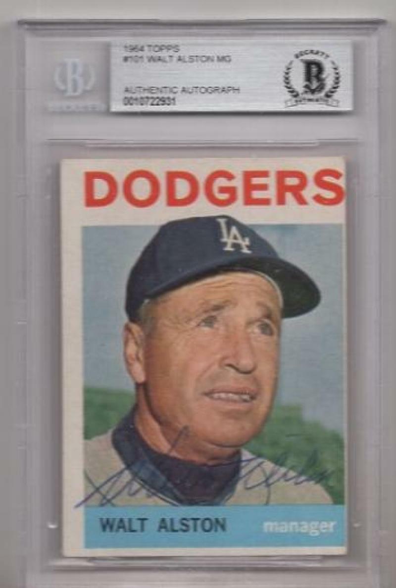 1964 TOPPS WALT ALSTON SIGNED CARD BECKETT AUTHENTIC AUTOGRAPH