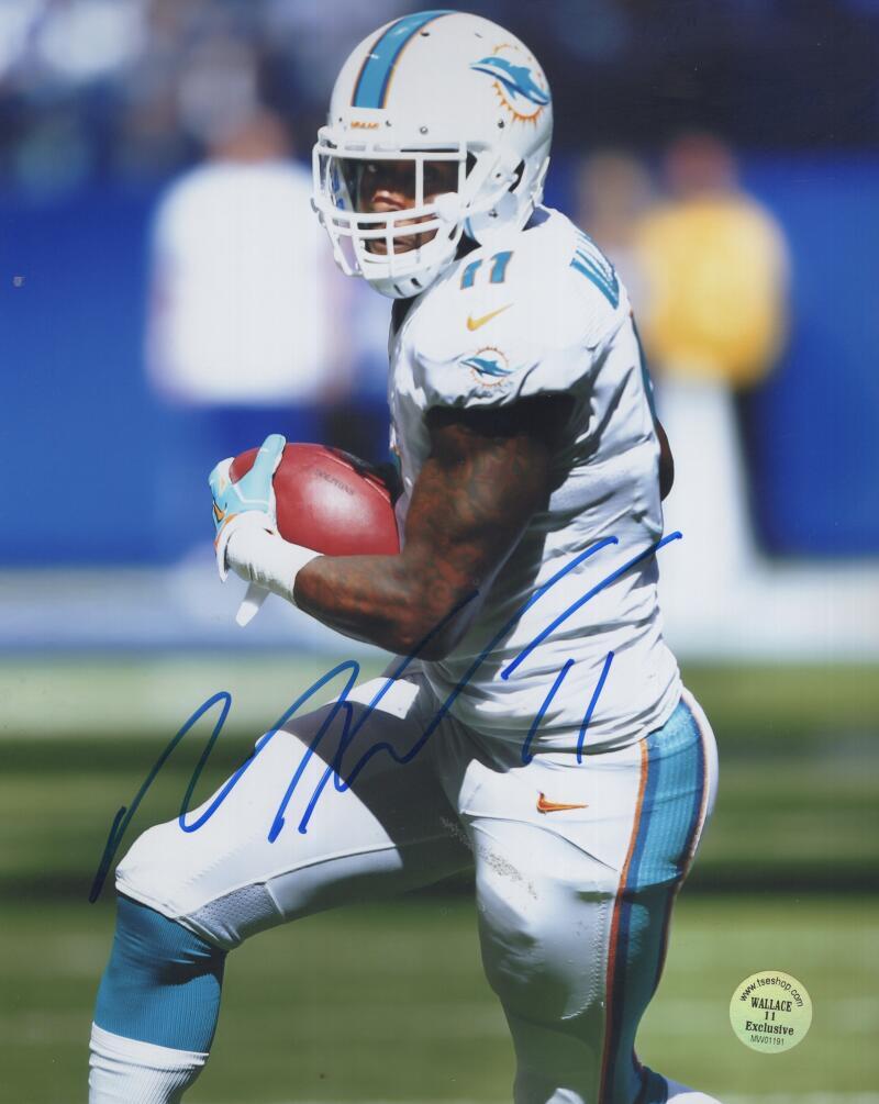 MIKE WALLACE DOLPHINS SPOTLIGHT SIGNED AUTOGRAPHED 8X10 PHOTO W/ COA