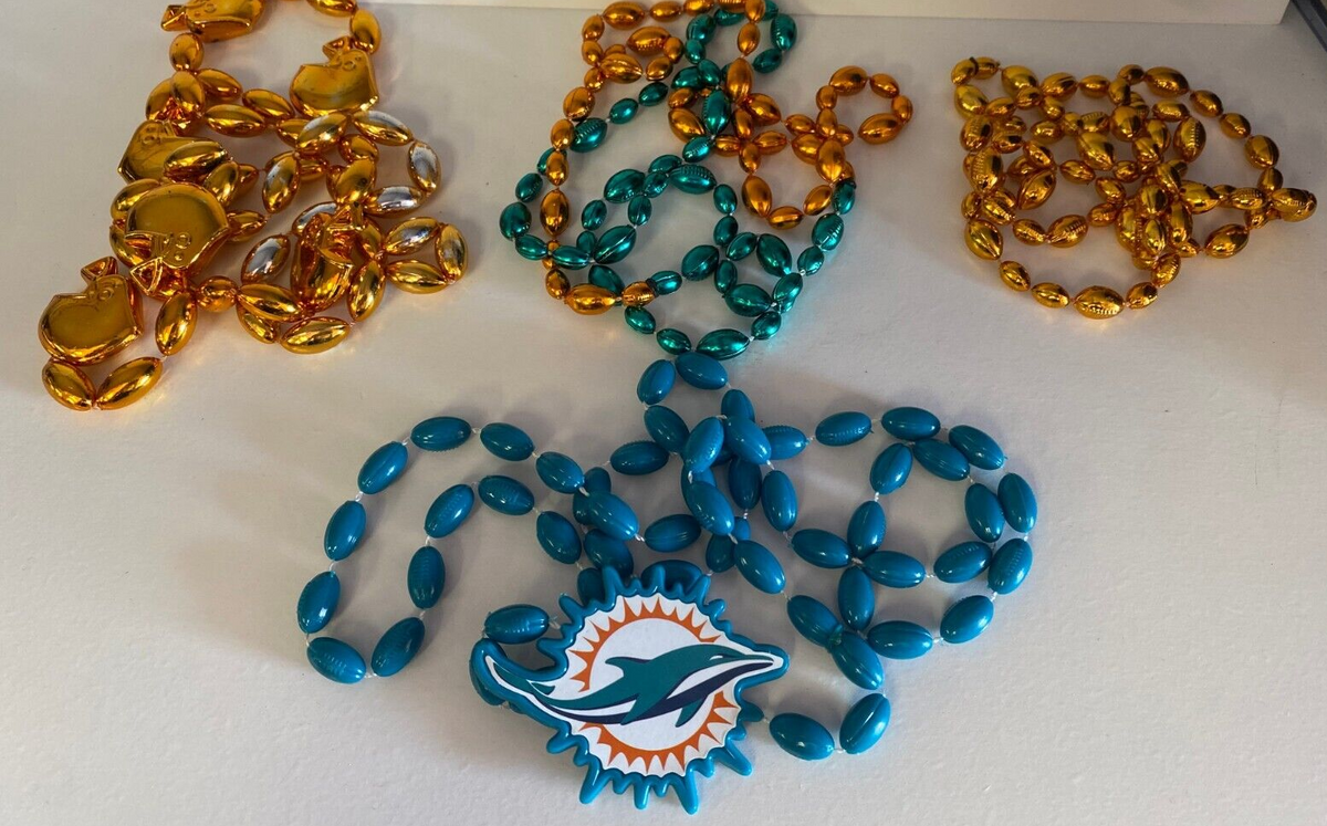 4PC LOT NFL FOOTBALL MIAMI DOLPHINS TEAM LOGO NECKLACE #1 FAN