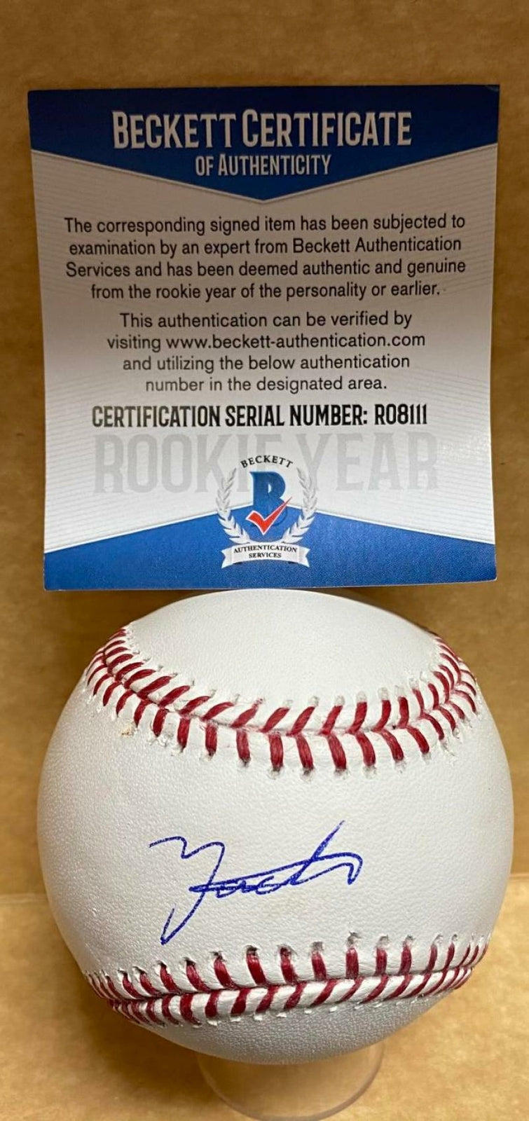 YADIER ALVAREZ LOS ANGELES DODGERS ROOKIE YEAR SIGNED M.L. BASEBALL R08111