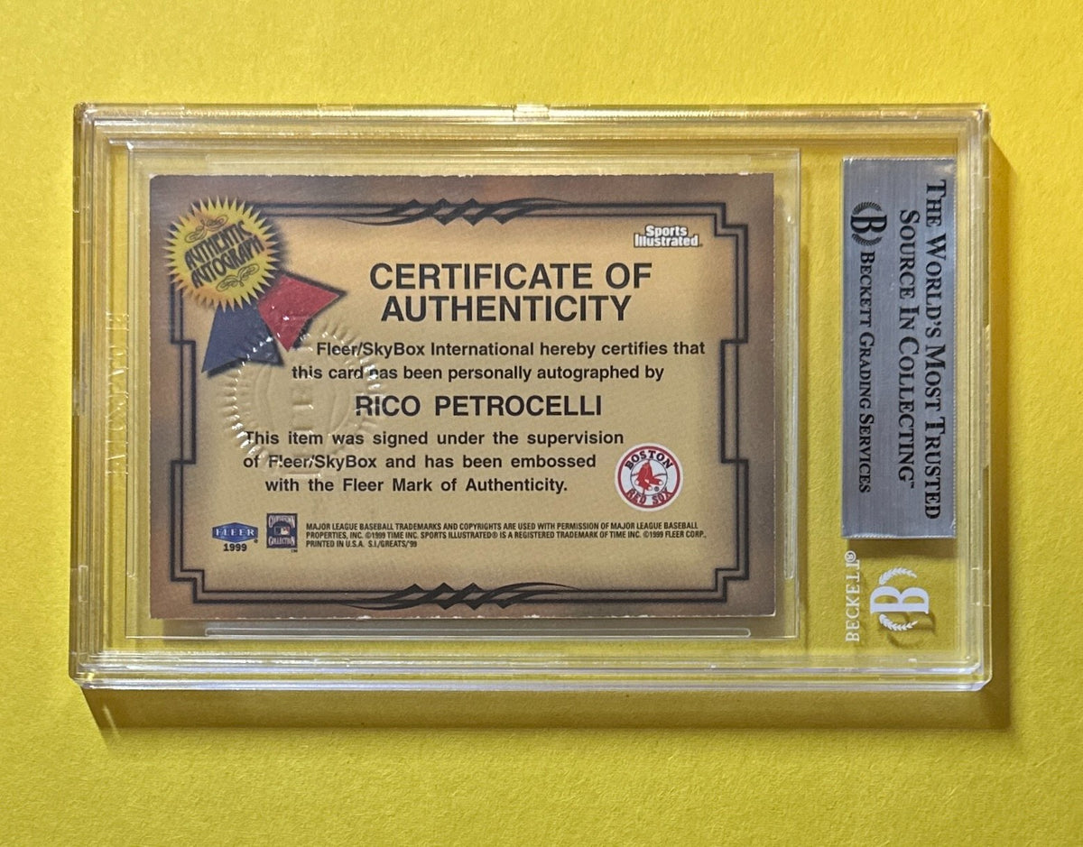 1999 SI GREATS OF THE GAME RICO PETROCELLI #57 BECKETT AUTH SIGNED AUTO CARD