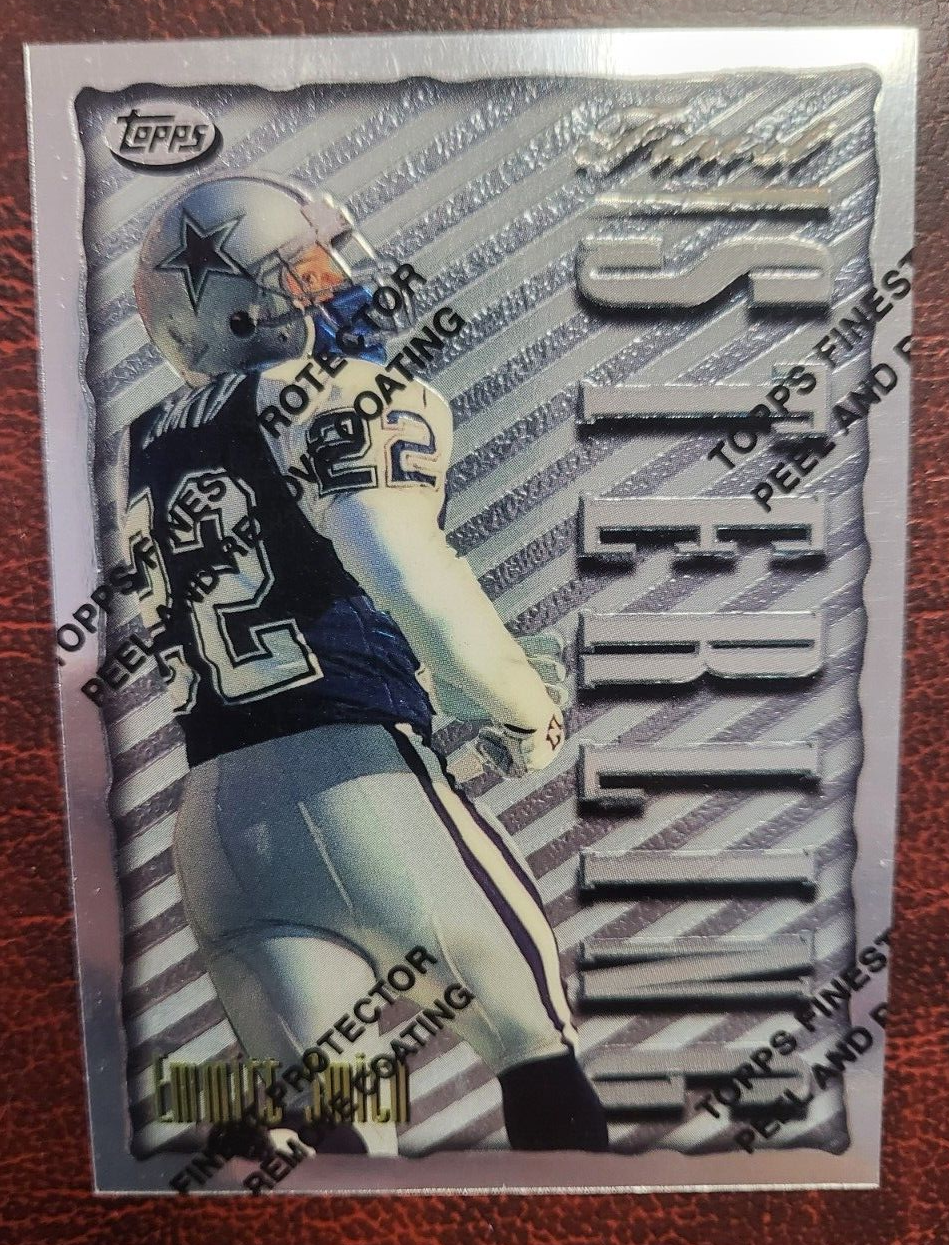 1996 TOPPS FINEST STERLING EMMITT SMITH COWBOYS #265 FOOTBALL CARD W/COATING