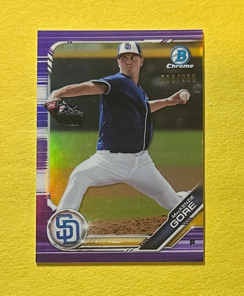 2019 BOWMAN CHROME MACKENZIE GORE PURPLE REFRACTOR /250 #BCP-245 PADRES